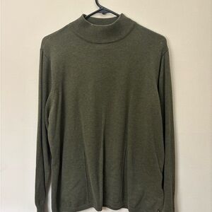 Woolrich Woman’s XL Olive Green Mock Neck Sweater 100% Cotton